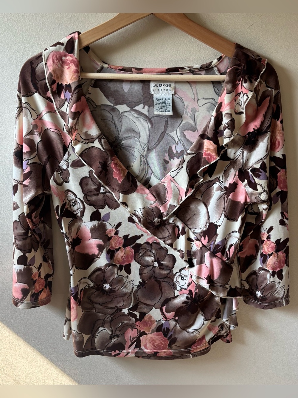 George Floral Wrap-Style Long Sleeve Top